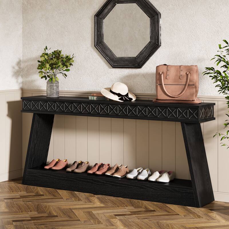 70.87 Inch Entryway Table, Narrow Console Table with Storage