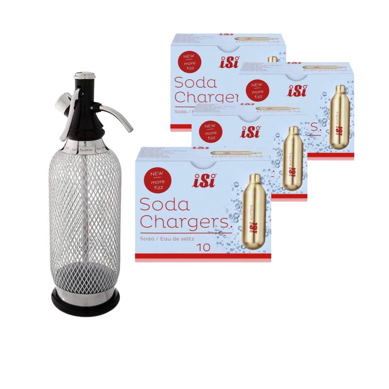 iSi North America Sodamaker Classic with 10 Pack Soda Siphon Chargers - 4 Packs of chargers