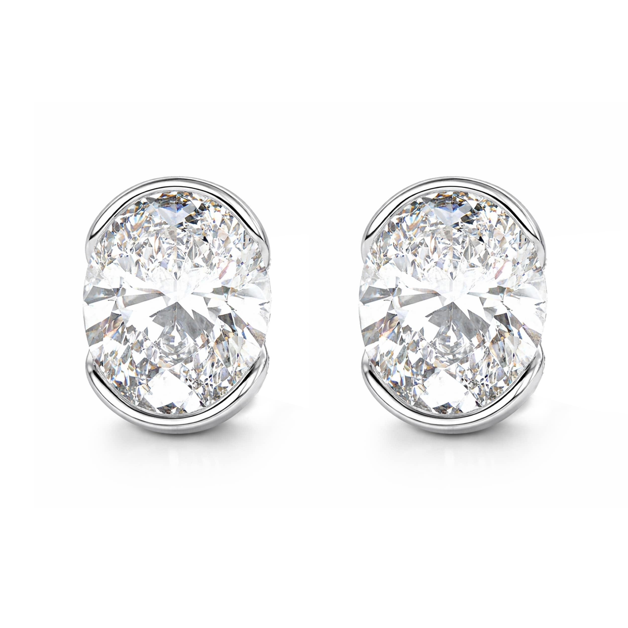 Auriya 14k Gold Lab Grown Oval Diamond Stud Earrings 0.50 to 8.00 ct. tw. Push-Back (E-F VS)