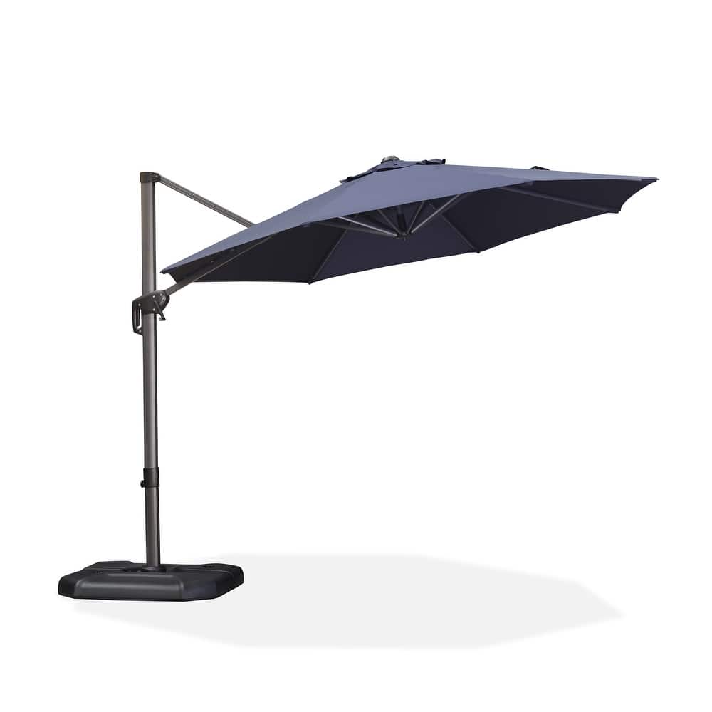 PURPLE LEAF 10 ft Round 360 Degree Rotation Patio Cantilever Umbrella