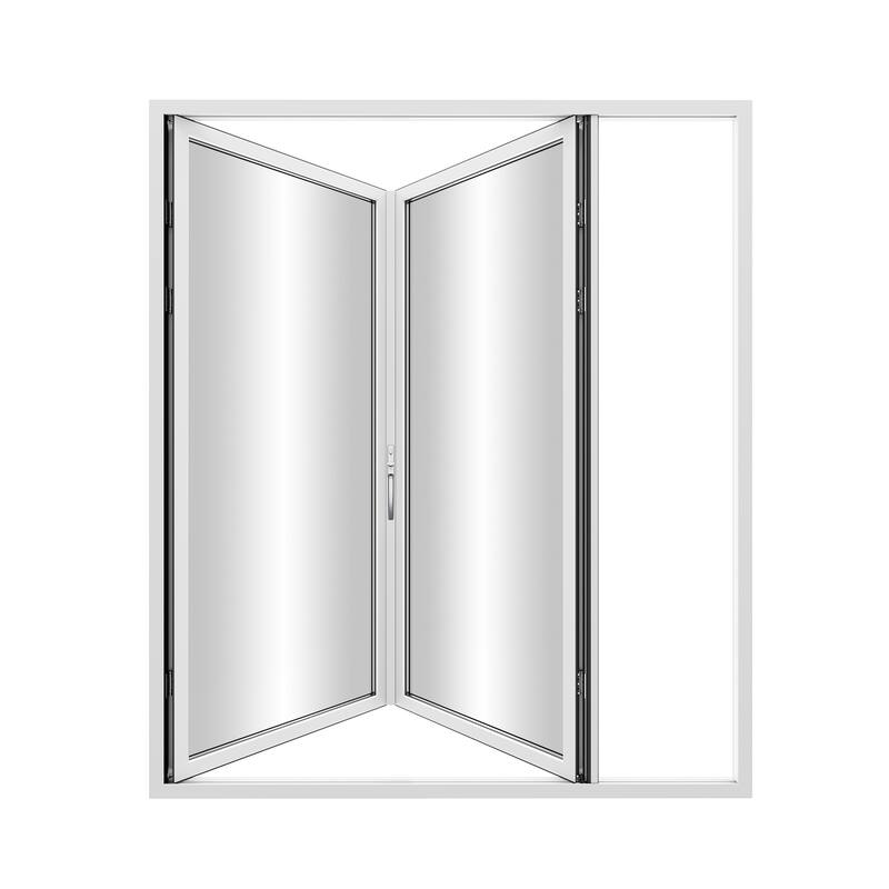 KaMic Elite-Fold 72" x 80" 2-Panel Aluminum Folding Door in White with Hidden Hinges & Rollers, Folded Out From Left To Right