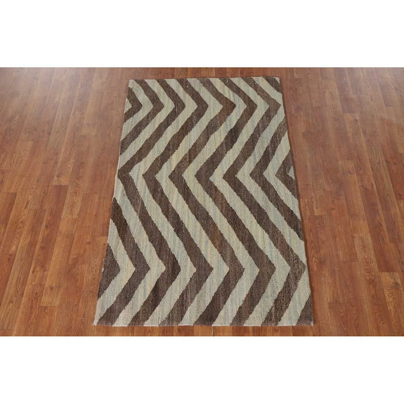 Chevron Kilim Oriental Accent Rug Hand-Woven Wool Carpet - 3'1"x 5'1"