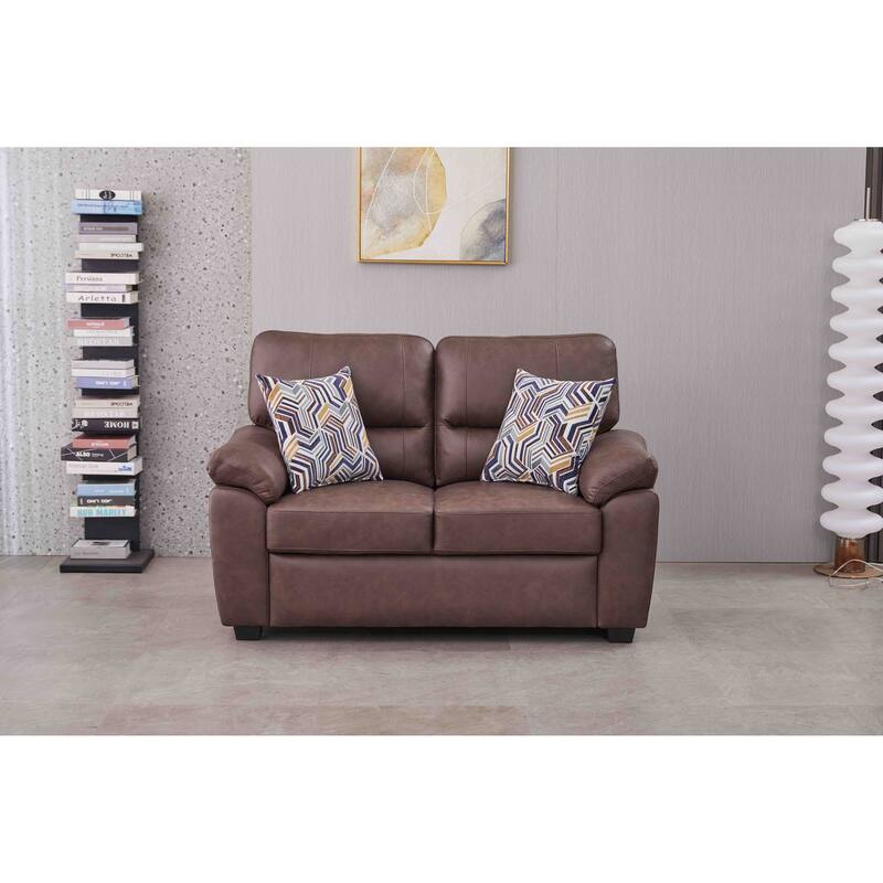 58.7'' Wide Faux Leather Loveseat - Brown