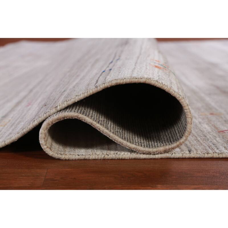 Hand Knotted Oriental 100% Wool Carpet Tribal Tribal Greys & Charcoal Gabbeh Area Rug - 10' 1'' X 8' 2''