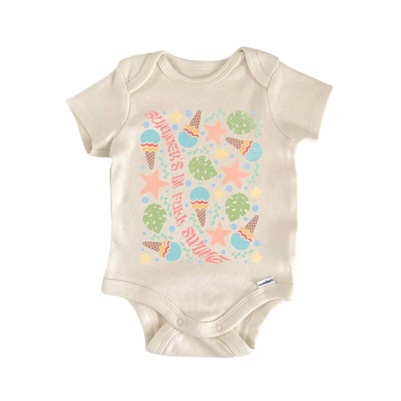 Summer's In Full Swing Boho Beach - Baby Boy Girl Clothes Bodysuit Funny Cute Newborn - White - Newborn