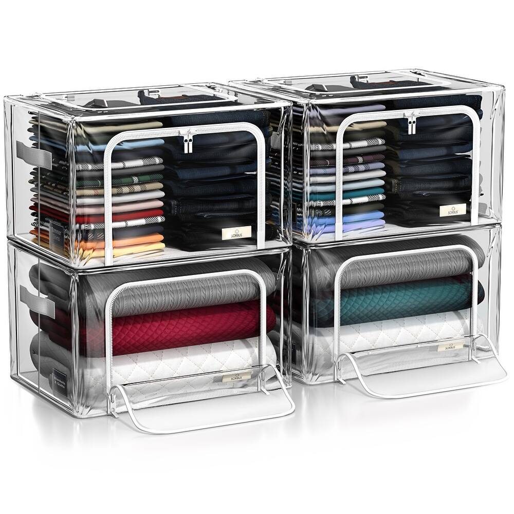 Sorbus Storage Bins with Metal Frame - Stackable & Foldable Clothes Organizer Bags with & Carry Handles Organization