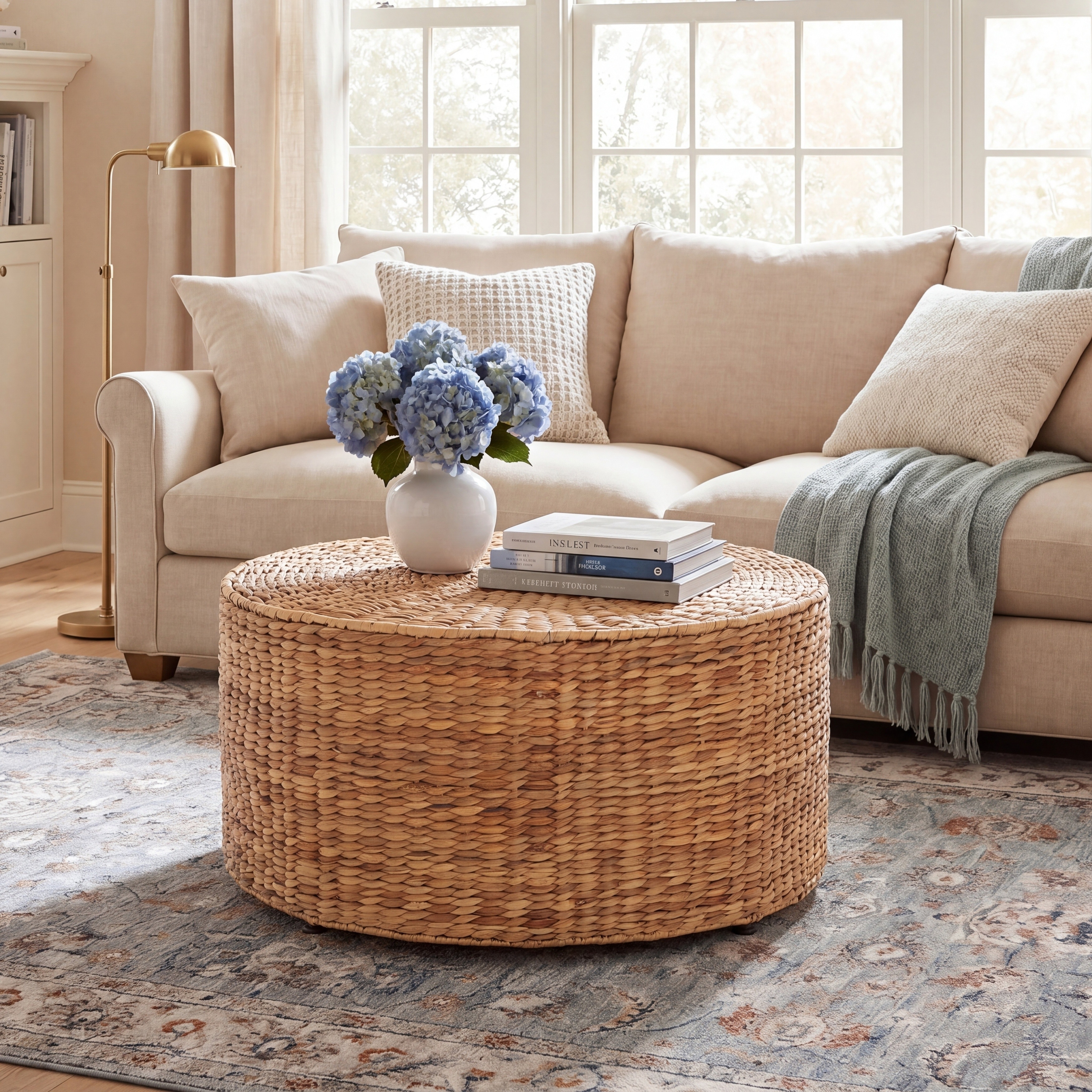 SAFAVIEH Vusala Coastal Wicker Natural Coffee Table (Fully Assembled) - 28.5" x 28.5" x 17" - 29Wx29Dx17H