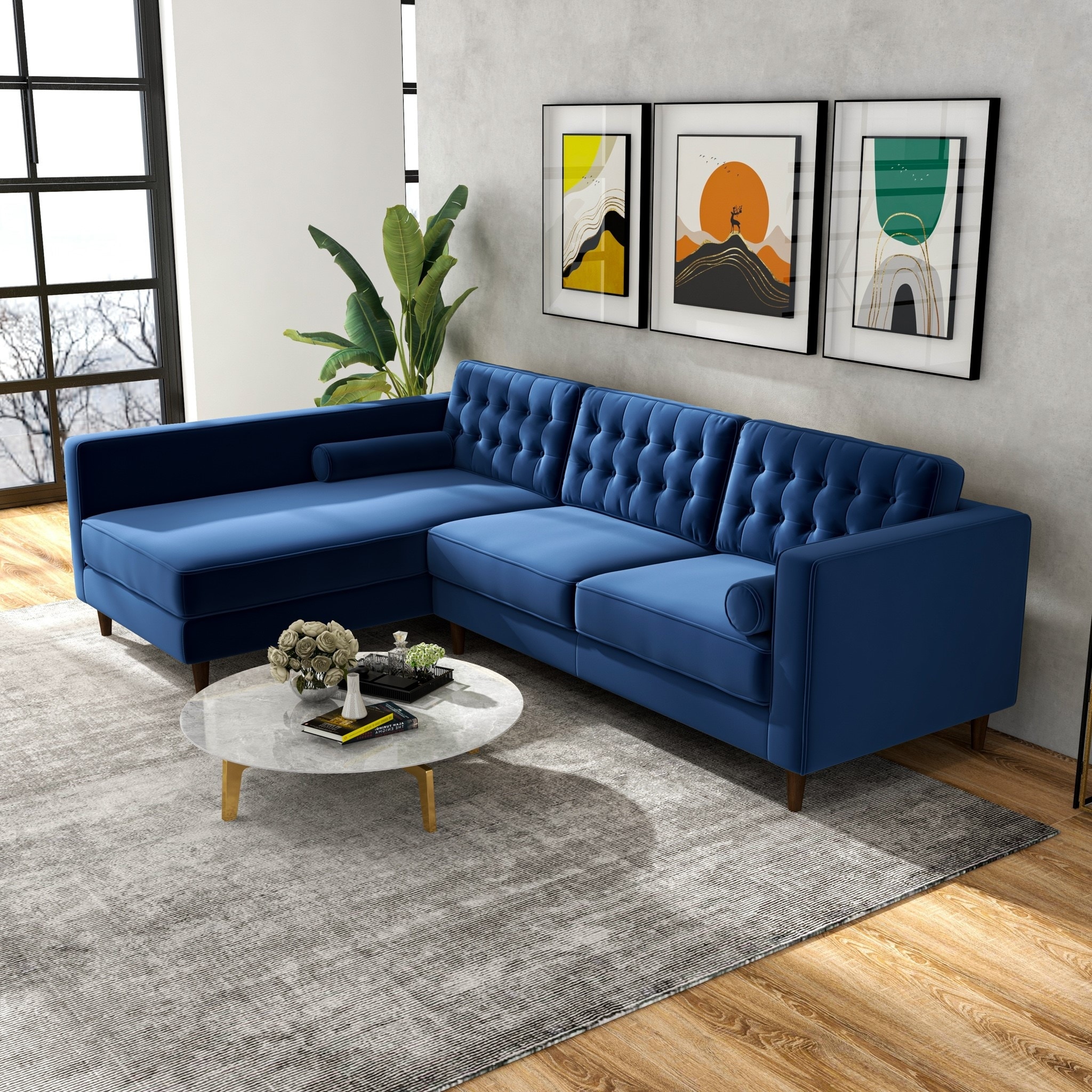 Modern blue sectional deals