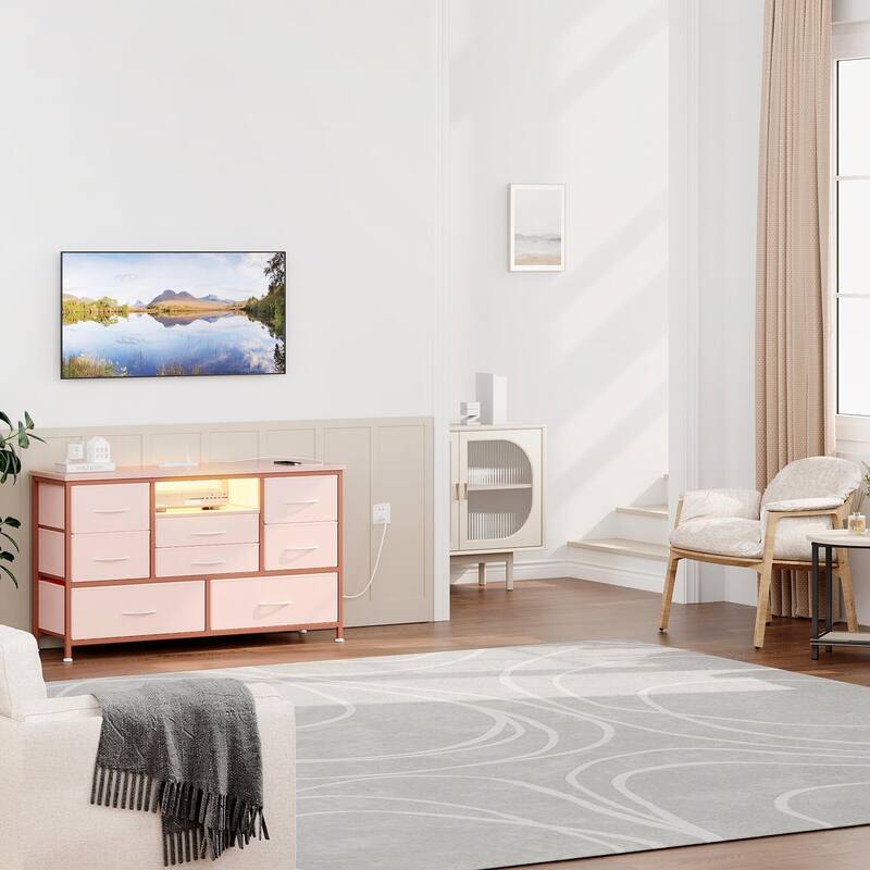 Dresser TV Stand with Power Outlet & Led for 55'' TV - 55 inches