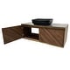 preview thumbnail 12 of 11, 47.24" Modern Bathroom Vanities With Black Glossy Sintered Stone Table Top, Brown Wood Floating Cabinets