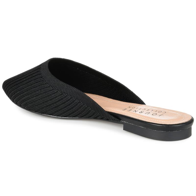 Journee Collection Women's Medium and Wide Width Aniee Slip On Almond Toe Mule Flats