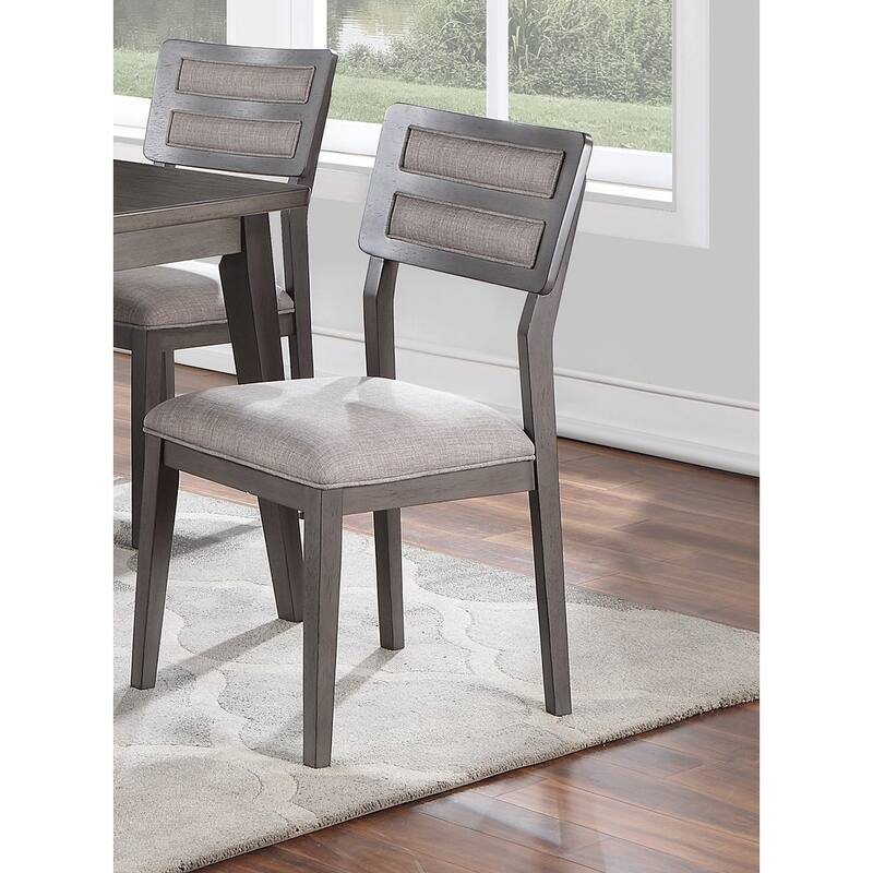 Unique Set of 2 Side Chairs White And Grey Kitchen Dining Room Furniture Ladder back Design Chairs Cushion Upholstered