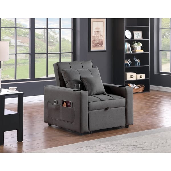 slide 2 of 25, Quinn Chair with pullout Sleeper Dark Grey