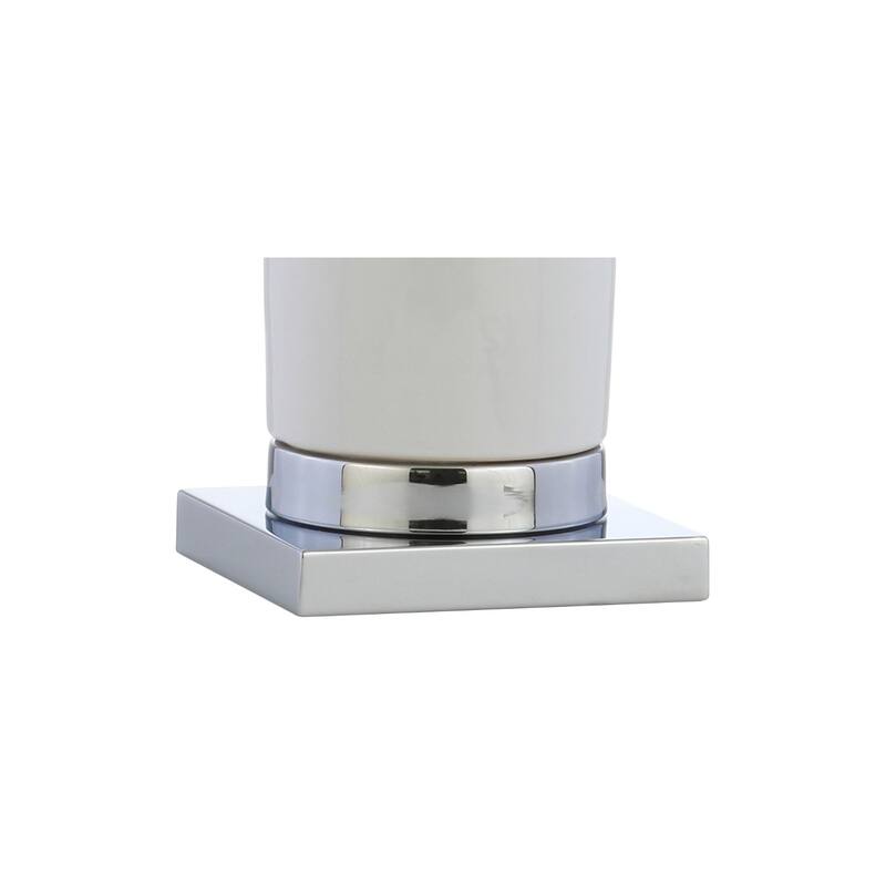 Juliana 31.5" Ceramic LED Table Lamp, White/Chrome by JONATHAN Y