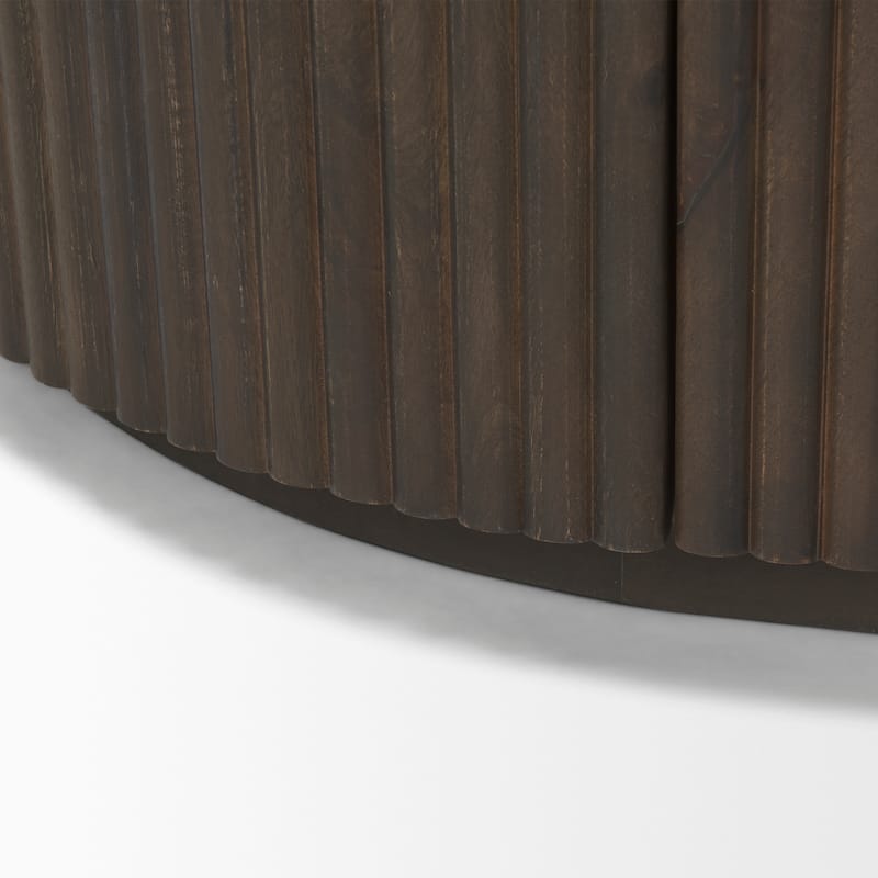 Terra Dark Brown Solid Wood Fluted Sideboard - 72.0L x 18.5W x 32.0H