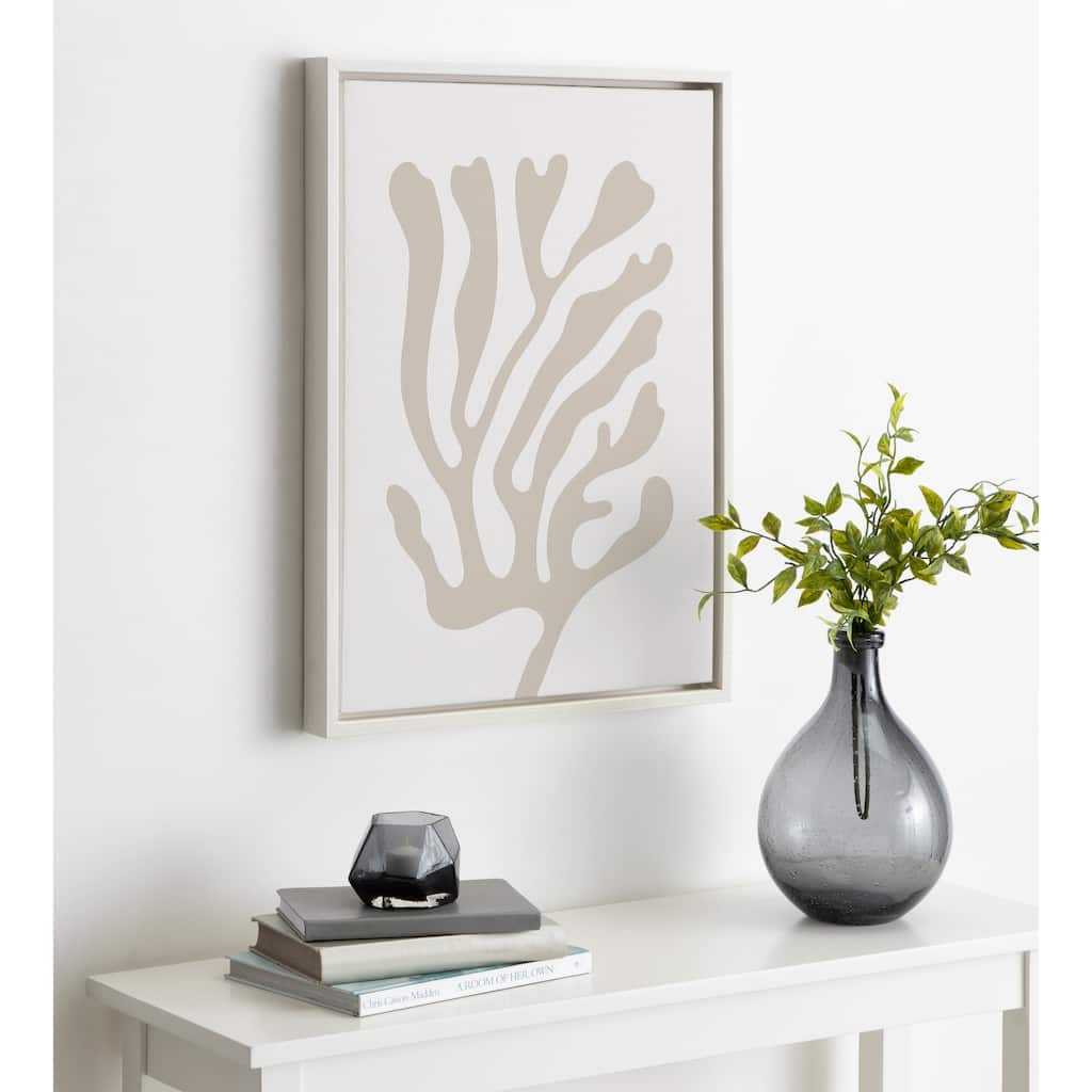 Kate and Laurel Coral Coastal Beige Canvas by Creative Bunch Studio