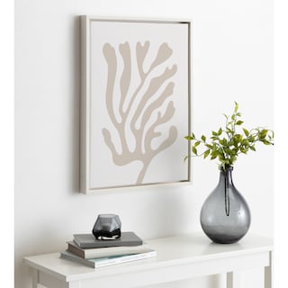 Kate and Laurel Coral Coastal Beige Canvas by Creative Bunch Studio