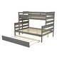 preview thumbnail 9 of 34, Twin Over Full Bunk Bed with Twin Trundle, Solid Wood Bunk Bed Frame with Ladder and Guardrail, Can Be Separated into 3 Beds