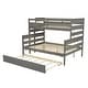 preview thumbnail 9 of 18, Wood Twin over Full Bunk Bed with Twin Trundle, Guard Rails, and Sturdy Pine Frame for Bedroom, Grey