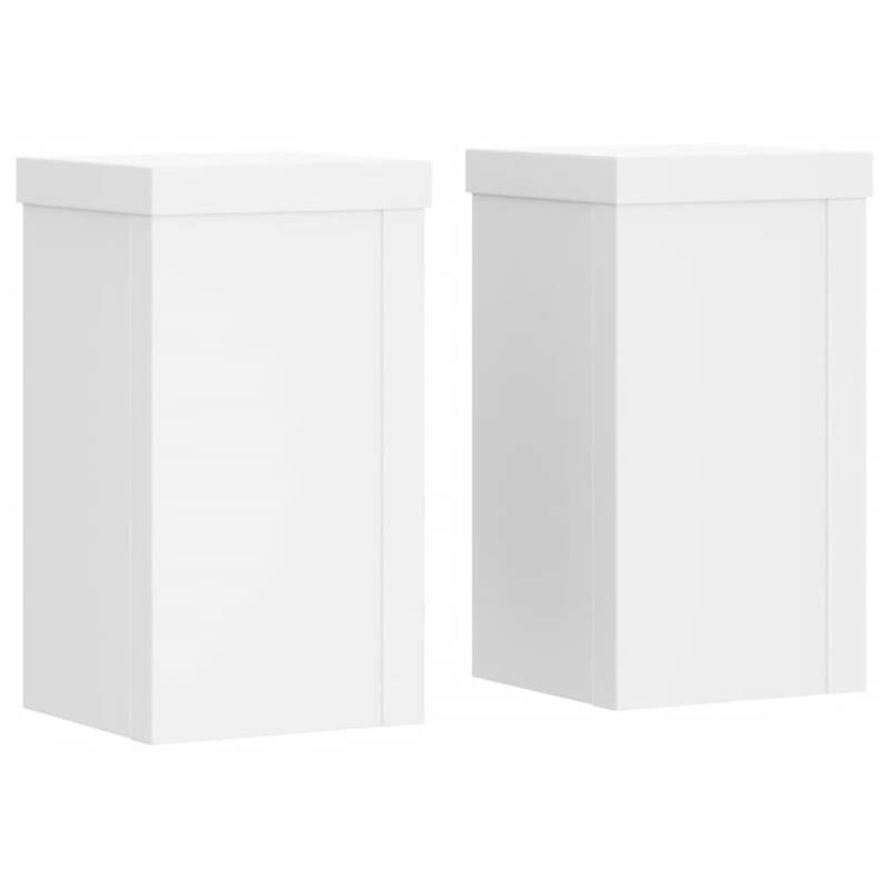 vidaXL Plant Stand Set of 2 White Engineered Wood Small Minimalistic - 3.9 x 3.9 x 7.1 in
