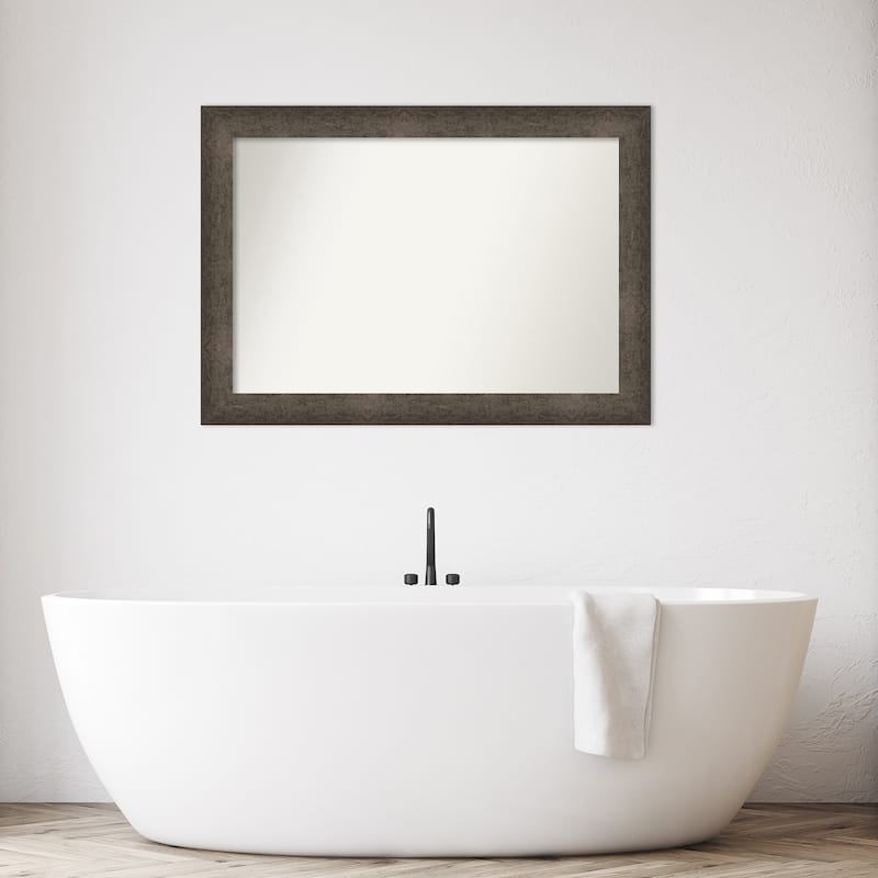Dappled Non-Beveled Wood Framed Bathroom Vanity Wall Mirror