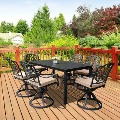 7-pc Outdoor Cast Aluminum Patio Dining Set for 6 People