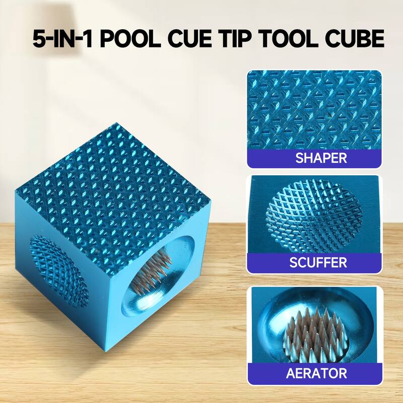 GSE™ 5-in-1 Billiard Pool Cue Tip Tool Scuffer/Shaper/Aerator Tip Pick Cube Accessory