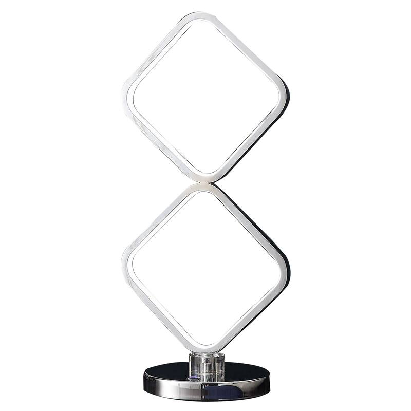 22 Inch Table Lamp, Square LED Light, Modern Accent Metal Base, Chrome - Chrome, Silver