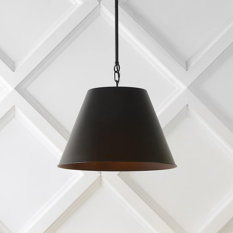 Henry 12" 1-Light Industrial Farmhouse Iron LED Pendant, Oil Rubbed Bronze by JONATHAN Y