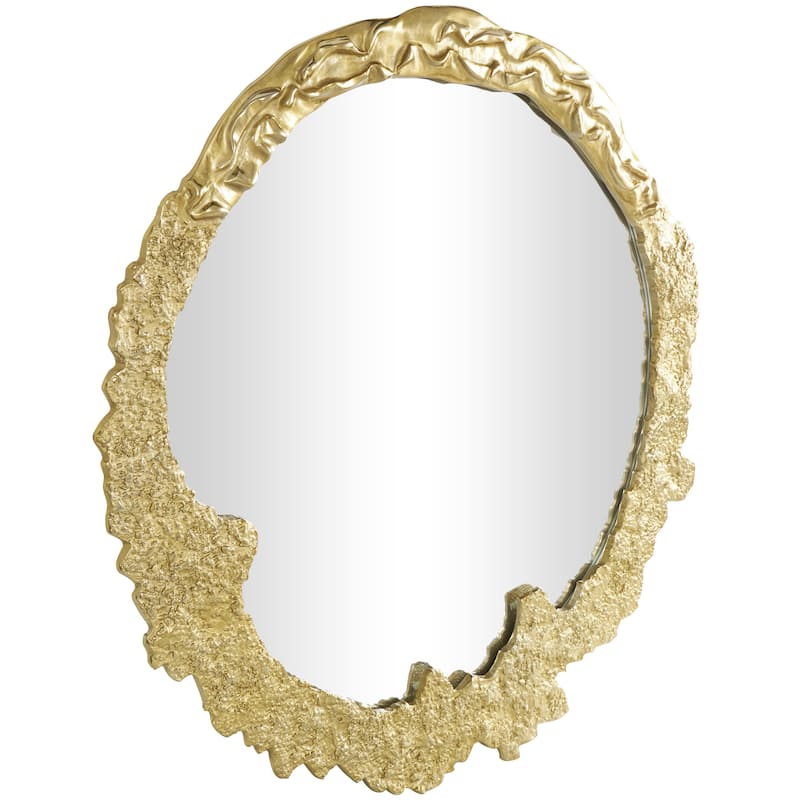 Aluminum Metal Abstract Wall Mirror with Unfinished Texture - Gold or Silver - Roche River Decor