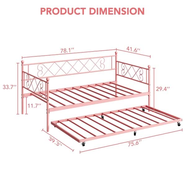 dimension image slide 3 of 4, Sturdy Metal Twin Bed Frame with Heart-shaped Headboard