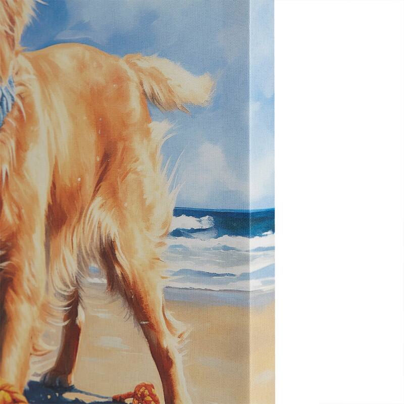 Golden Retriever Canvas Wall Art - Blue
