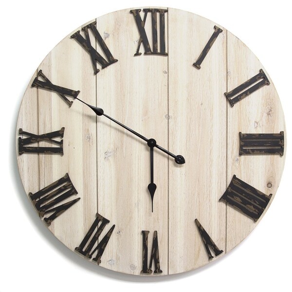 Distressed White Wood Wall Clock