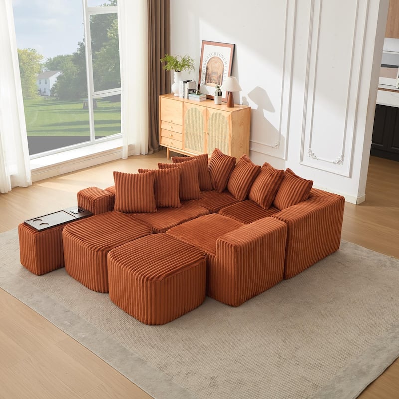 Boneless Modular Sofa with USB, Wireless Charging & Coffee Table Board