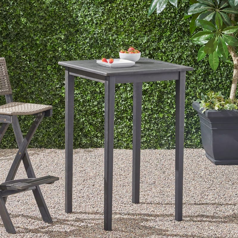 Polaris Outdoor Minimalist Square Acacia Wood Bar Table by Christopher Knight Home - 26.00" L x 26.00" W x 41.00" H