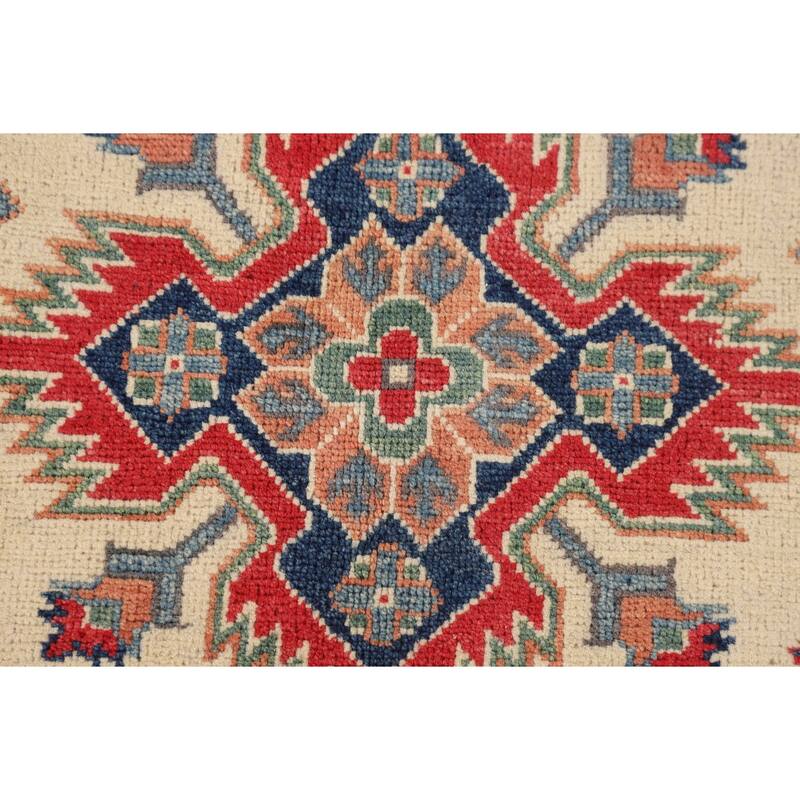 Kazak Oriental Area Rug Handmade Traditional Beige Wool Carpet - 5'0" x 6'6"