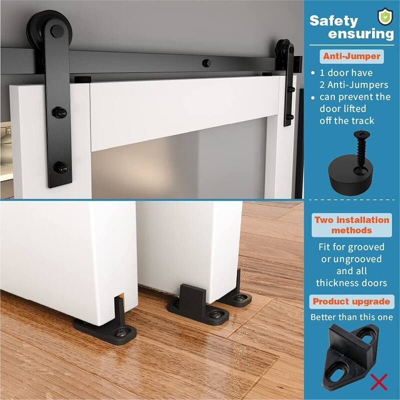 WINSOON 4-16 FT Sliding Barn Door Hardware Track Kit for Single Door I Style Rollers