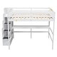 preview thumbnail 18 of 16, Full Size Loft Bed with Display Stand Desk Underneath, Wood High Loft Bed Frame with Storage Staircase and Storage Shelves