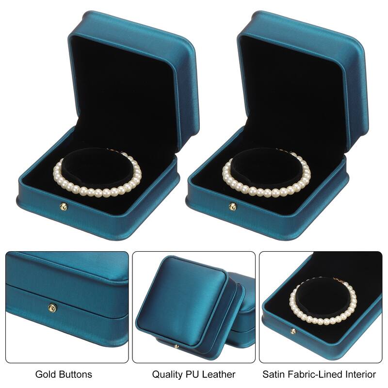 2pcs PU Leather Bracelet Boxes Classic Bangle Box Jewelry Gift Storage