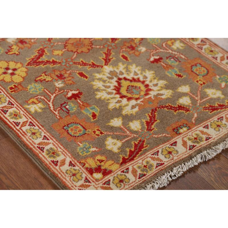 Kazak Oriental Foyer Rug Handmade Traditional Brown Wool Carpet - 2'2" x 3'0"