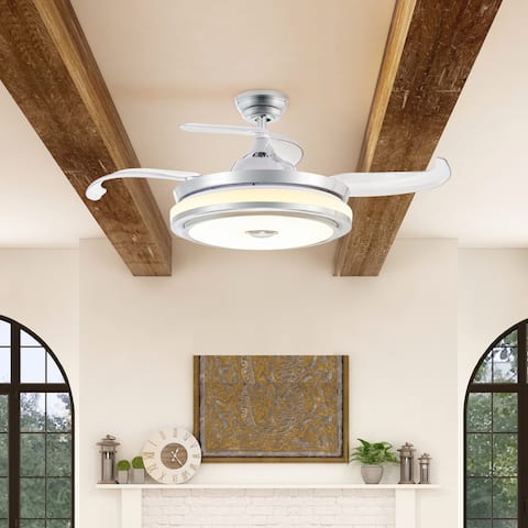 CO-Z 42-Inch 4-Blade Ceiling Fan with Light, Bluetooth, Remote Control - Chrome