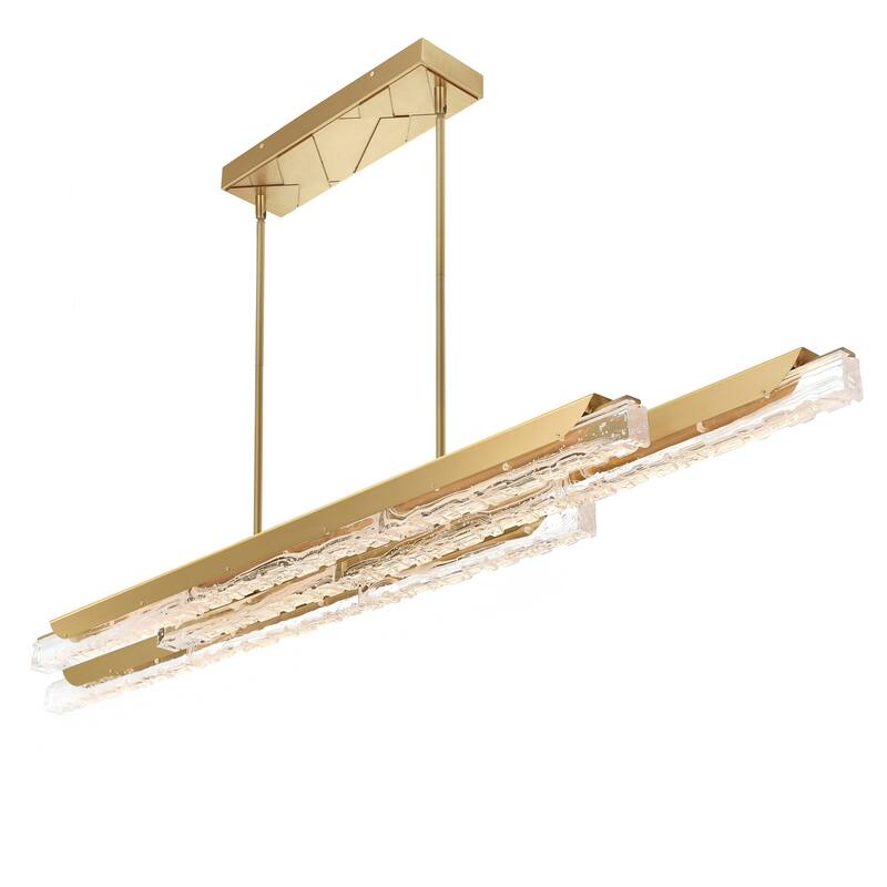 Valira Integrated LED 60in Brass Chandelier with Handcrafted Glass - Brass