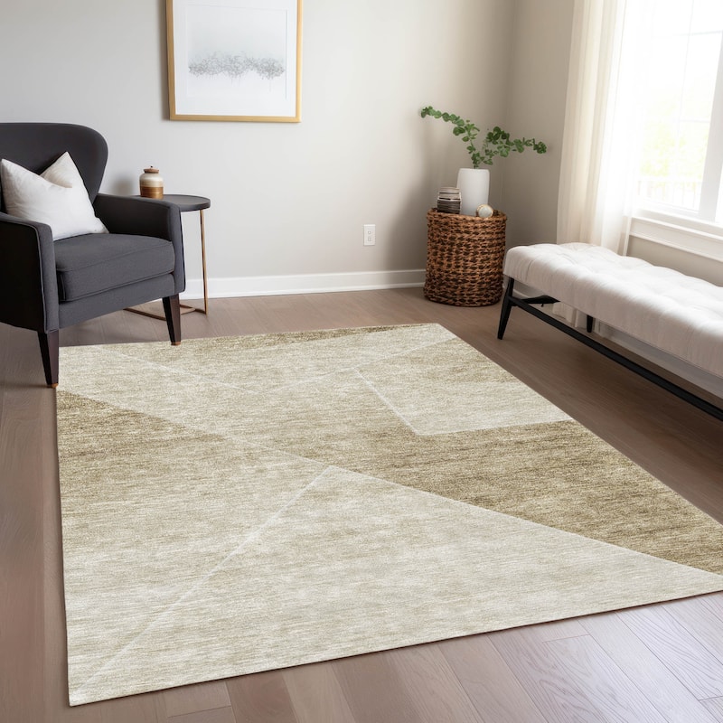 Machine Washable Indoor/ Outdoor Chantille Contemporary Abstract Rug