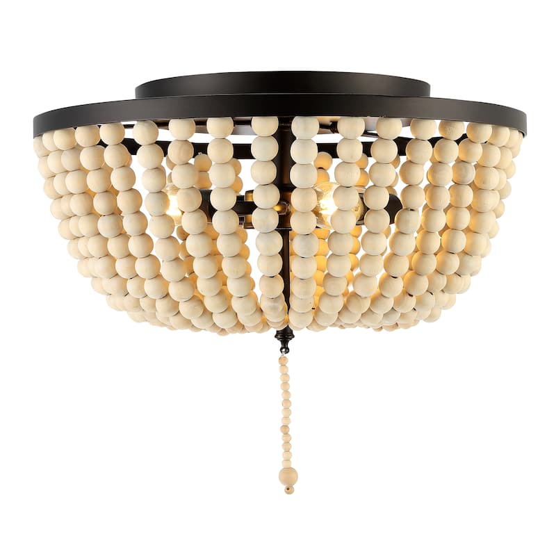 Allie Wood Beaded/Metal LED Flush Mount, by JONATHAN Y