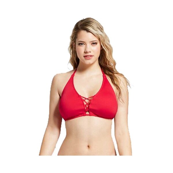 red high neck bikini top