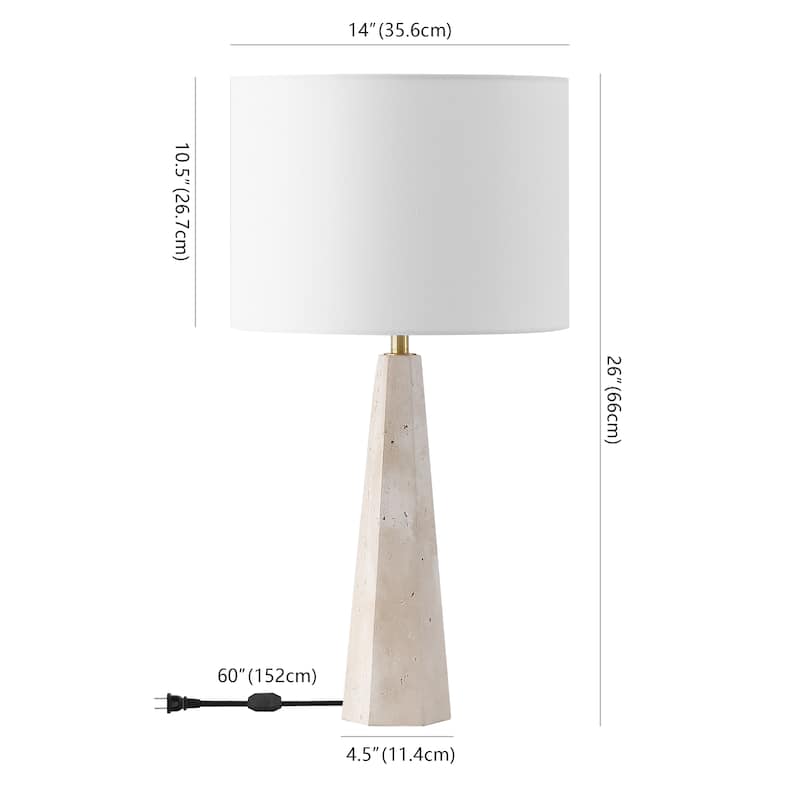 SAFAVIEH Couture Gabryanna Travertine Table Lamp - 14"W x 14"D x 26"H