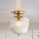 preview thumbnail 1 of 7, Rennnsan 1-Light Vintage Ribbed Glass & Brass Flush Mount Ceiling Light for Bedroom - 1 Light Clear