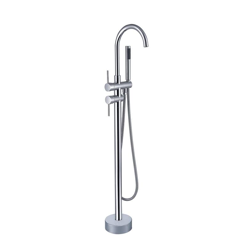 Topcraft Floor Mounted Bathtub Filler with Handheld Showerhead - Chrome