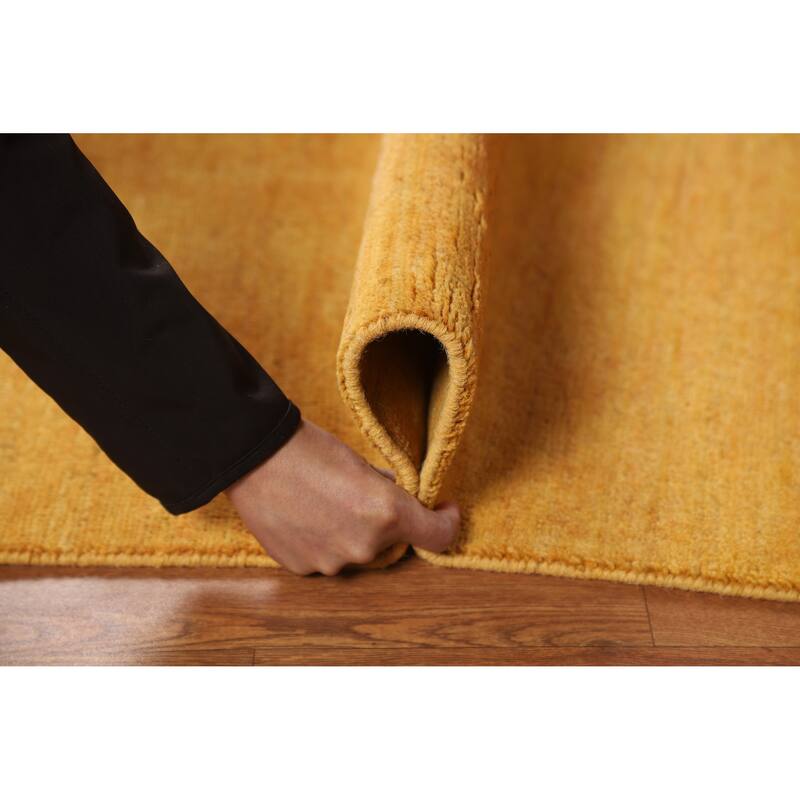 Yellow Modern Gabbeh Oriental Rug Handmade Wool Carpet - 3'2" x 4'8"