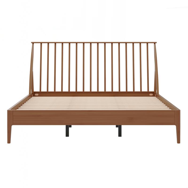 Solid Bamboo Wood Spindle Platform King Bed